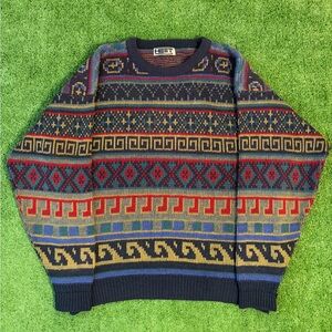Vintage Heet Geometric Aztec Print Pullover Sweater